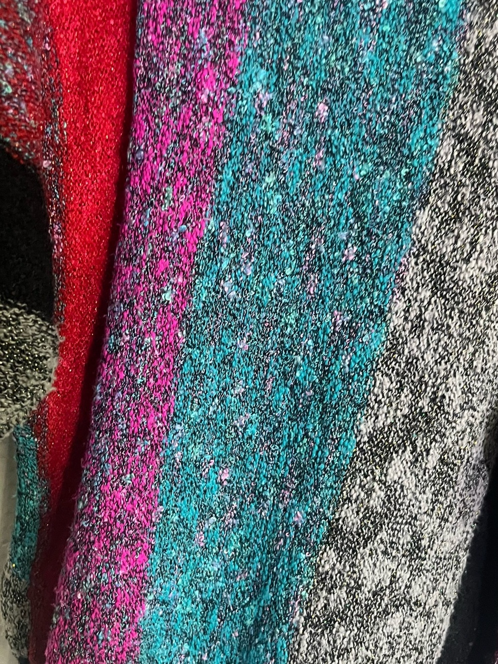 Vtg Mariea Kim Sweater Multicolor Vintage 80s Patchwork Knit Batwing Pullover M - Picture 6 of 12